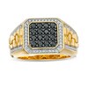 Thumbnail Image 0 of Men's 1 CT. T.W. Black Enhanced and White Octagonal Composite Diamond Frame Double Row Nugget Ring in 10K Gold