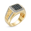 Thumbnail Image 1 of Men's 1 CT. T.W. Black Enhanced and White Octagonal Composite Diamond Frame Double Row Nugget Ring in 10K Gold