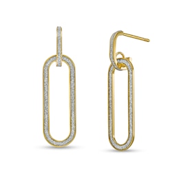 Glitter Enamel Paper Clip Drop Earrings in 14K Gold