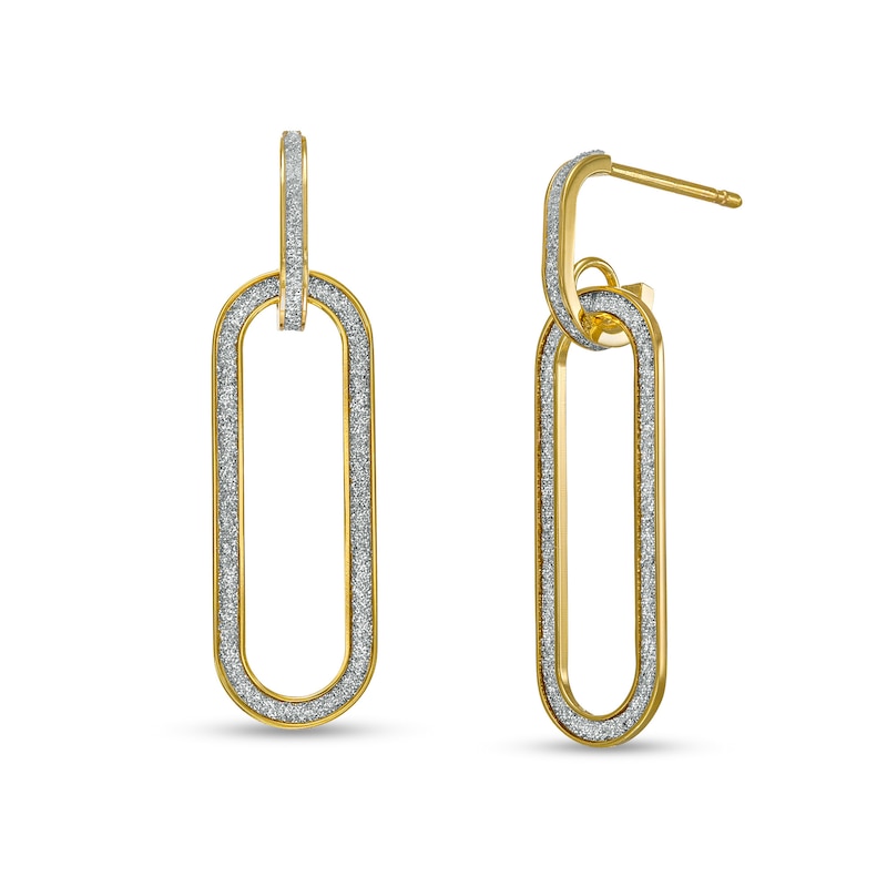 Main Image 1 of Glitter Enamel Paper Clip Drop Earrings in 14K Gold