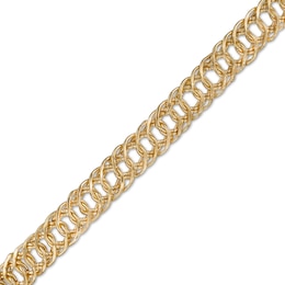 6.0mm Interwoven Double Link Chain Bracelet in Hollow 10K Gold - 7.5&quot;
