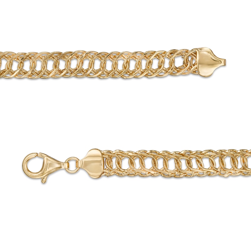 6.0mm Interwoven Double Link Chain Bracelet in Hollow 10K Gold - 7.5"