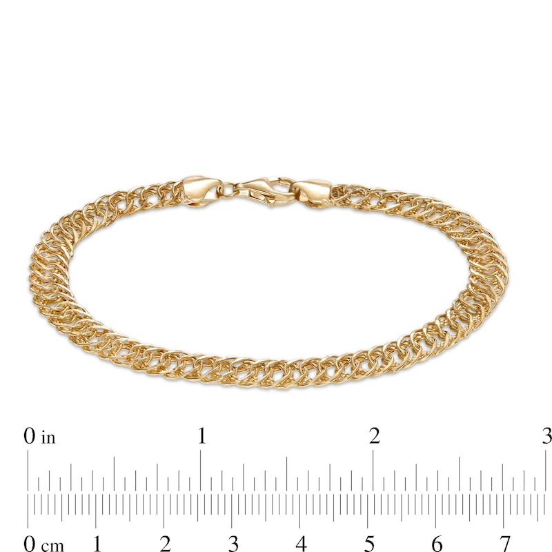 Main Image 4 of 6.0mm Interwoven Double Link Chain Bracelet in Hollow 10K Gold - 7.5"