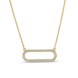 Glitter Enamel Sideways Paper Clip Necklace in 14K Gold