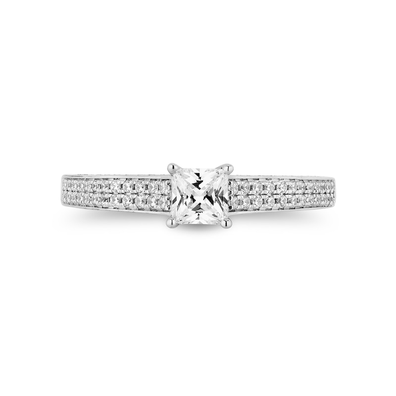Enchanted Disney Ariel 1 CT. T.W. Princess-Cut Diamond Double Row Engagement Ring in 14K Two-Tone Gold