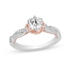 Thumbnail Image 1 of Enchanted Disney Belle 1 CT. T.W. Diamond Scallop Edge Twist Shank Engagement Ring in 14K Two-Tone Gold