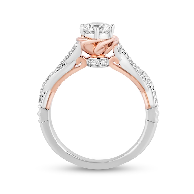 Main Image 3 of Enchanted Disney Belle 1 CT. T.W. Diamond Scallop Edge Twist Shank Engagement Ring in 14K Two-Tone Gold
