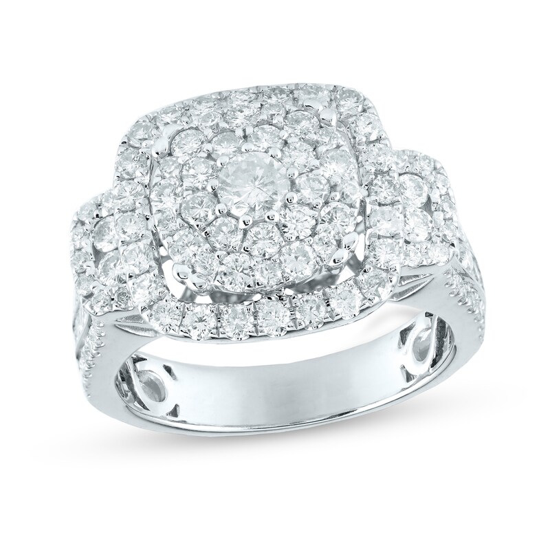 Main Image 1 of 2 CT. T.W. Composite Cushion-Shaped Diamond Frame Engagement Ring in 14K White Gold