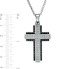 Thumbnail Image 1 of Men's 1 CT. T.W. Black Enhanced and White Diamond Double Row Layered Cross Pendant in 10K White Gold - 22"