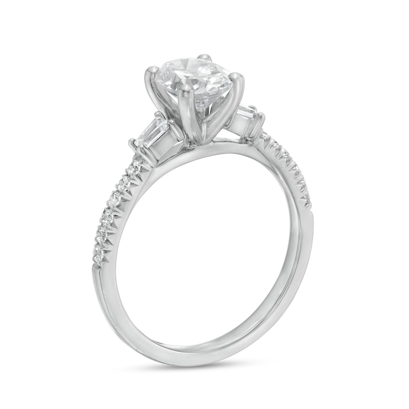 Main Image 3 of 1-1/5 CT. T.W. Certified Oval Diamond Collar Engagement Ring in Platinum (I/SI2)