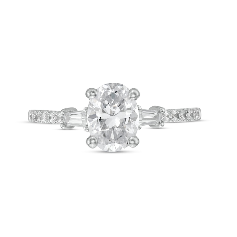 Main Image 4 of 1-1/5 CT. T.W. Certified Oval Diamond Collar Engagement Ring in Platinum (I/SI2)