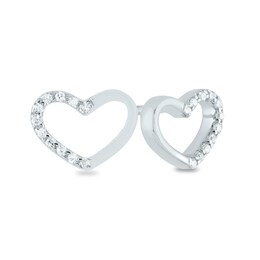 1/20 CT. T.W. Diamond Split Heart Stud Earrings in 14K White Gold