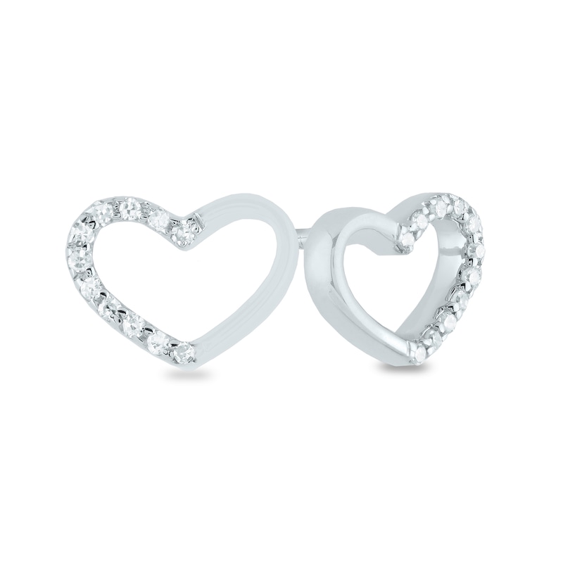 1/20 CT. T.W. Diamond Split Heart Stud Earrings in 14K White Gold