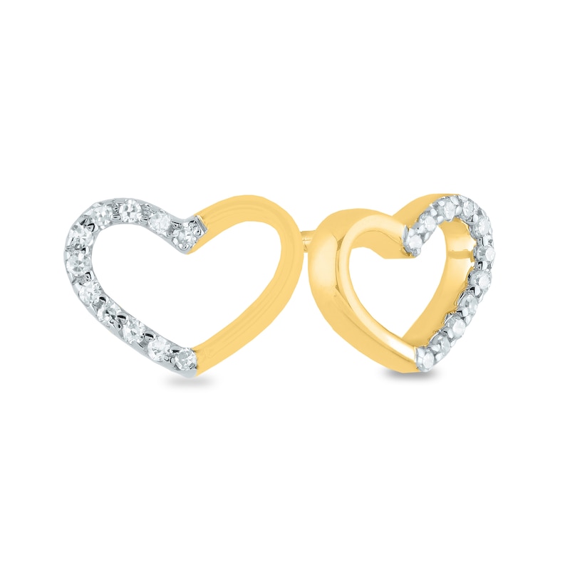 1/20 CT. T.W. Diamond Split Heart Stud Earrings in 14K Gold
