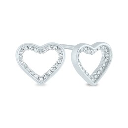 1/8 CT. T.W. Diamond Heart Stud Earrings in 14K White Gold