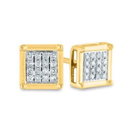 Men's 1/10 CT. T.W. Composite Square Diamond Stud Earrings in 14K Gold