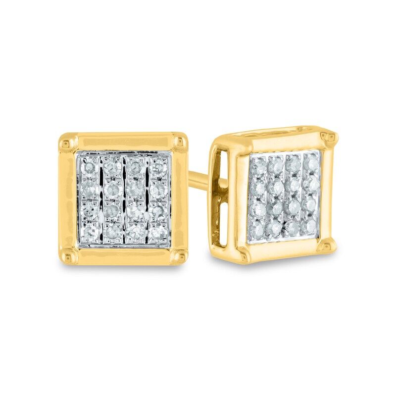 Men's 1/10 CT. T.W. Composite Square Diamond Stud Earrings in 14K Gold ...