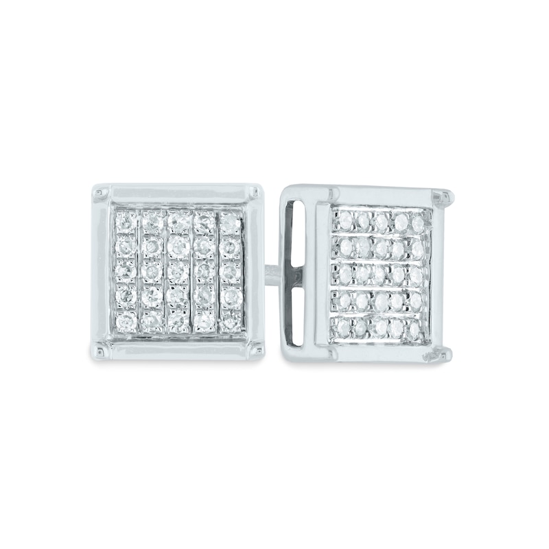 Main Image 1 of 1/6 CT. T.W. Composite Square Diamond Stud Earrings in 14K White Gold