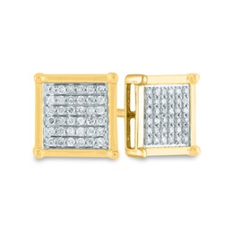 Men's 1/5 CT. T.W. Composite Square Diamond Stud Earrings in 14K Gold