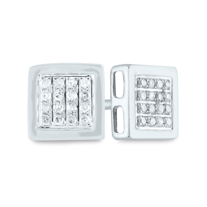 Men's 1/10 CT. T.W. Composite Diamond Square Stud Earrings in 14K White Gold