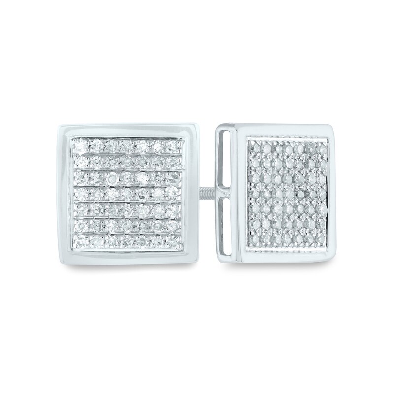 Men's 1/3 CT. T.W. Composite Diamond Square Stud Earrings in 14K White Gold