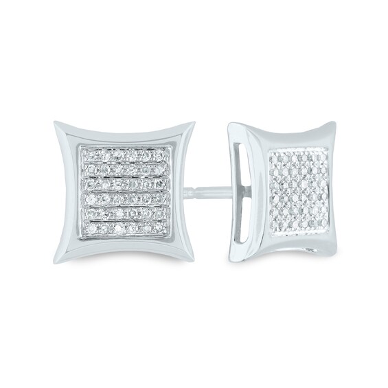 Men's Composite 1/8 CT. T.W. Diamond Concave Stud Earrings in 14K White Gold Men's Composite 1/8 CT. T.W. Diamond Concave Stud Earrings in 14K White Gold