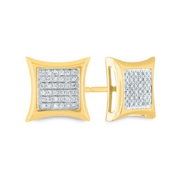 Men's Composite 1/8 CT. T.W. Diamond Concave Stud Earrings in 14K Gold