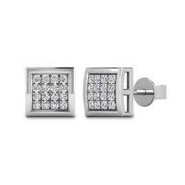 Men's 1/10 CT. T.W. Composite Diamond Square Stud Earrings in 14K White Gold