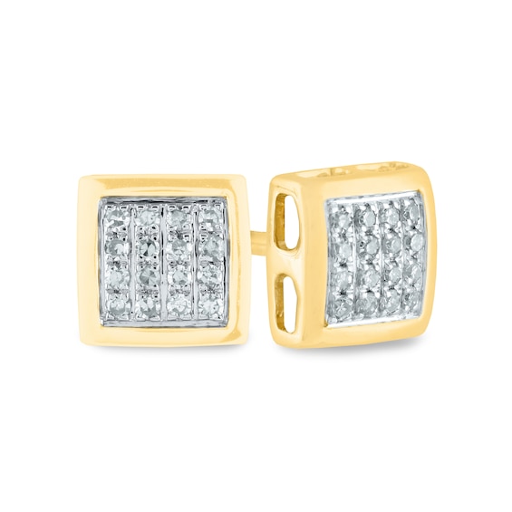 Men's 1/10 CT. T.W. Composite Diamond Square Stud Earrings in 14K Gold Men's 1/10 CT. T.W. Composite Diamond Square Stud Earrings in 14K Gold