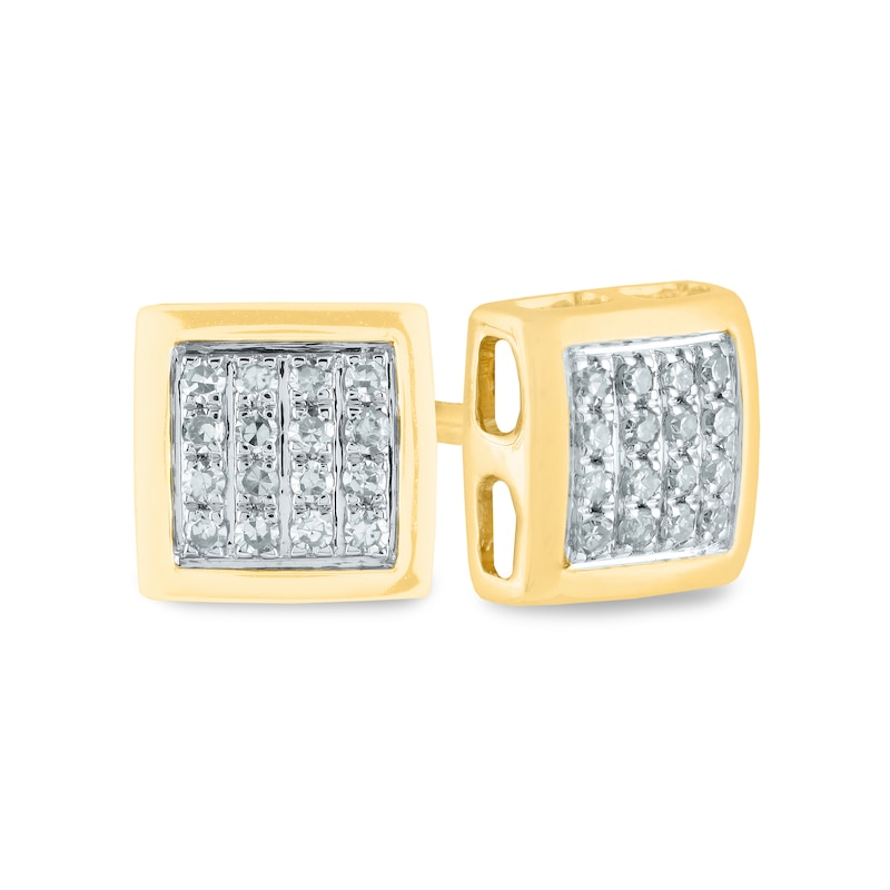 Men's 1/10 CT. T.W. Composite Diamond Square Stud Earrings in 14K Gold