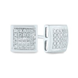 Men's 1/6 CT. T.W. Composite Diamond Square Stud Earrings in 14K White Gold