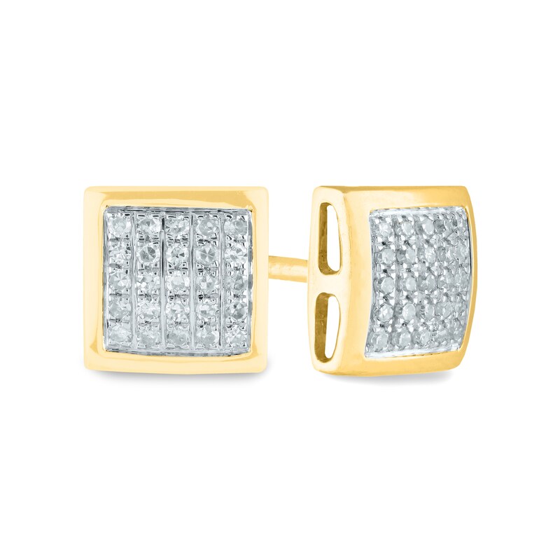 Main Image 1 of 1/6 CT. T.W. Composite Diamond Square Stud Earrings in 14K Gold
