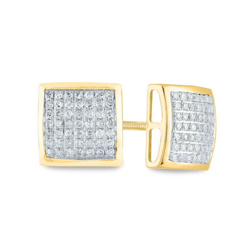 Men's 1/3 CT. T.W. Composite Diamond Square Stud Earrings in 14K Gold