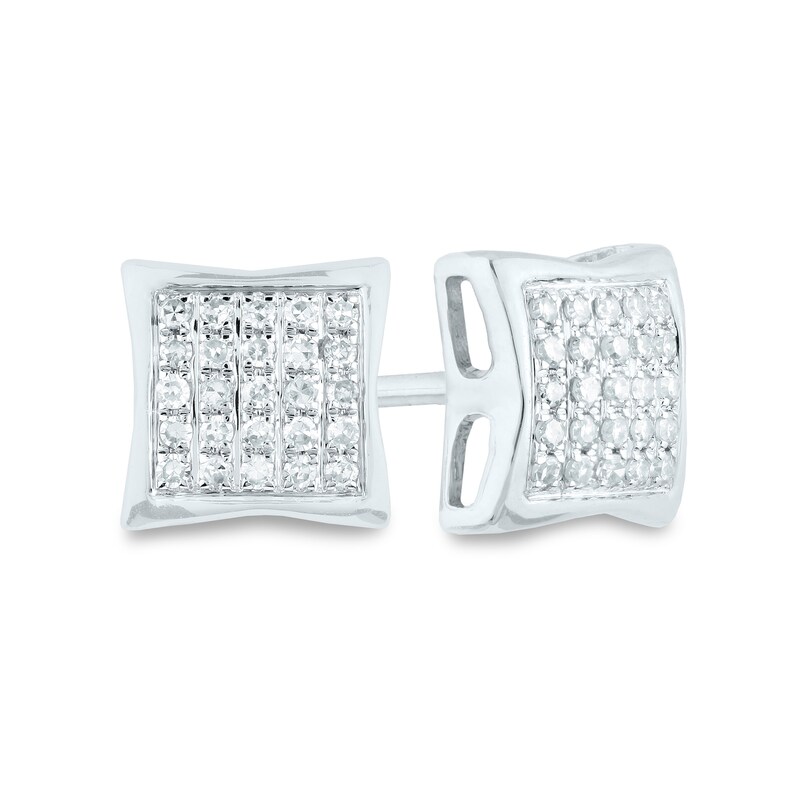 Men's 1/6 CT. T.W. Composite Diamond Concave Stud Earrings in 14K White Gold