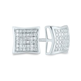 Men's 1/4 CT. T.W. Composite Diamond Concave Stud Earrings in 14K White Gold