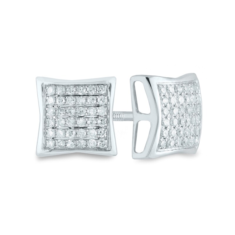 Main Image 1 of 1/4 CT. T.W. Composite Diamond Concave Stud Earrings in 14K White Gold