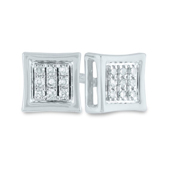 Men's 1/20 CT. T.W. Composite Diamond Concave Stud Earrings in 14K White Gold Men's 1/20 CT. T.W. Composite Diamond Concave Stud Earrings in 14K White Gold