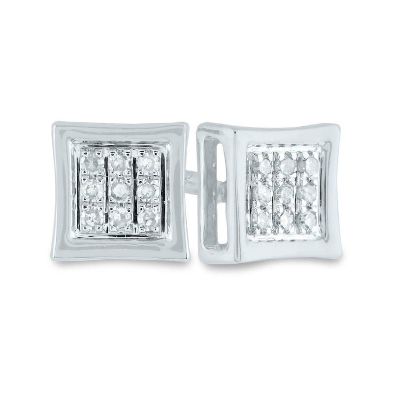 Men's 1/20 CT. T.W. Composite Diamond Concave Stud Earrings in 14K White Gold
