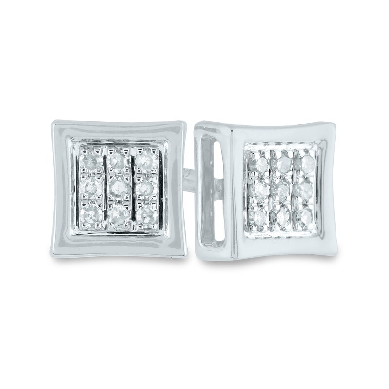 Men's 1/20 CT. T.W. Composite Diamond Concave Stud Earrings in 14K White Gold