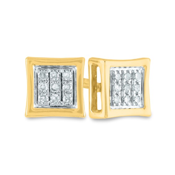 Men's 1/20 CT. T.W. Composite Diamond Concave Stud Earrings in 14K Gold Men's 1/20 CT. T.W. Composite Diamond Concave Stud Earrings in 14K Gold