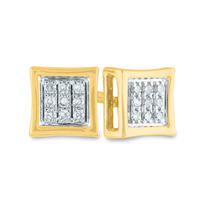 Main Image 1 of 1/20 CT. T.W. Composite Diamond Concave Stud Earrings in 14K Gold