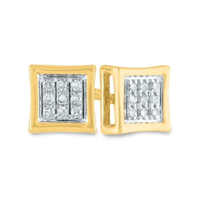 Men's 1/20 CT. T.W. Composite Diamond Concave Stud Earrings in 14K Gold