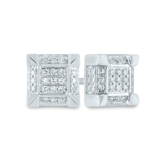Men's 1/10 CT. T.W. Composite Square Diamond Frame Stud Earrings in 14K White Gold Men's 1/10 CT. T.W. Composite Square Diamond Frame Stud Earrings in 14K White Gold