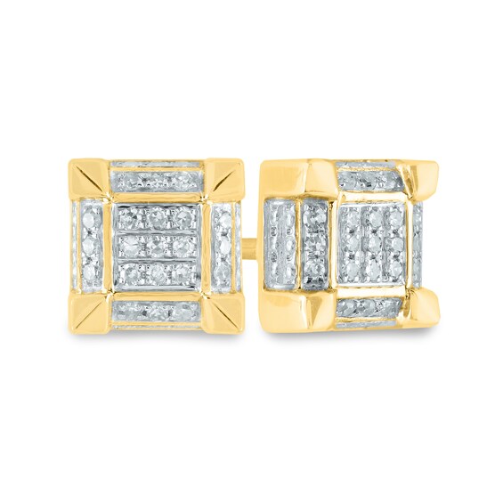 Men's 1/10 CT. T.W. Composite Square Diamond Frame Stud Earrings in 14K Gold Men's 1/10 CT. T.W. Composite Square Diamond Frame Stud Earrings in 14K Gold