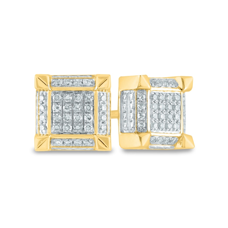 Men's 1/6 CT. T.W. Composite Square Diamond Frame Stud Earrings in 14K Gold