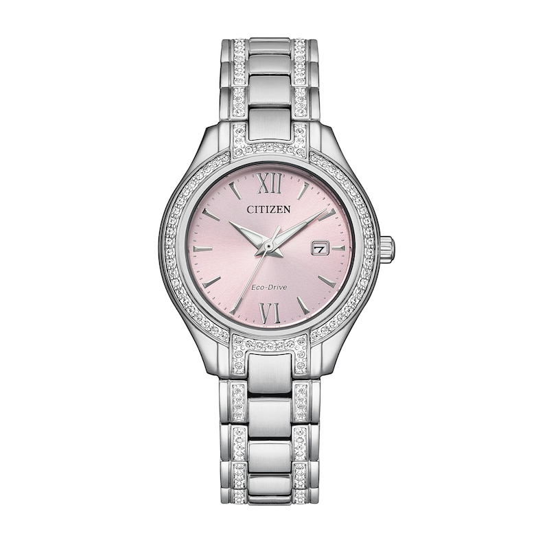 Main Image 1 of Ladies' Citizen Eco-Drive® Silhouette Crystal Accent Watch with Pink Dial (Model: FE1230-51X)