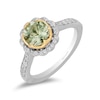 Thumbnail Image 1 of Enchanted Disney Tiana 7.0mm Green Quartz and 1/3 CT. T.W. Diamond Scallop Frame Engagement Ring in 14K Two-Tone Gold