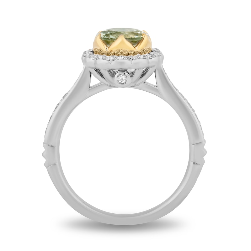 Main Image 3 of Enchanted Disney Tiana 7.0mm Green Quartz and 1/3 CT. T.W. Diamond Scallop Frame Engagement Ring in 14K Two-Tone Gold