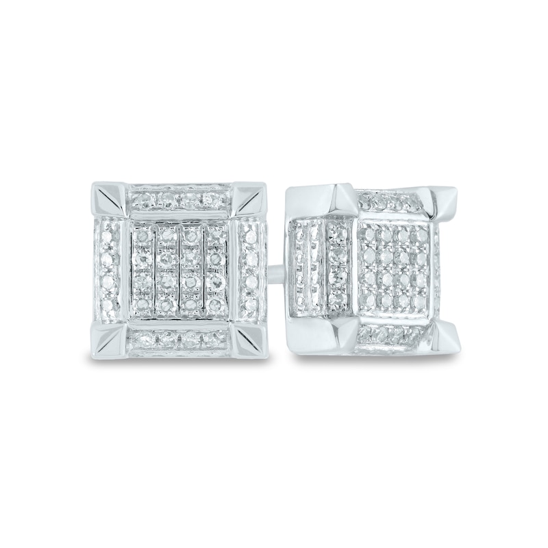Men's 1/6 CT. T.W. Composite Square Diamond Frame Stud Earrings in 14K White Gold