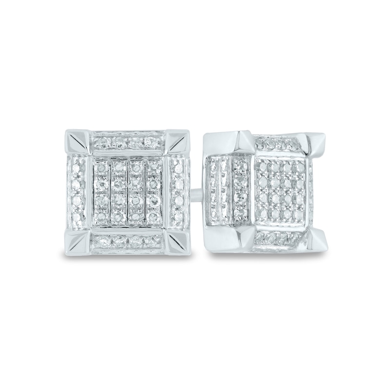 Men's 1/6 CT. T.W. Composite Square Diamond Frame Stud Earrings in 14K White Gold